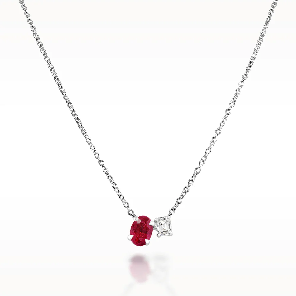 1.00ct Ruby And Diamond White Gold Necklace - Image 2