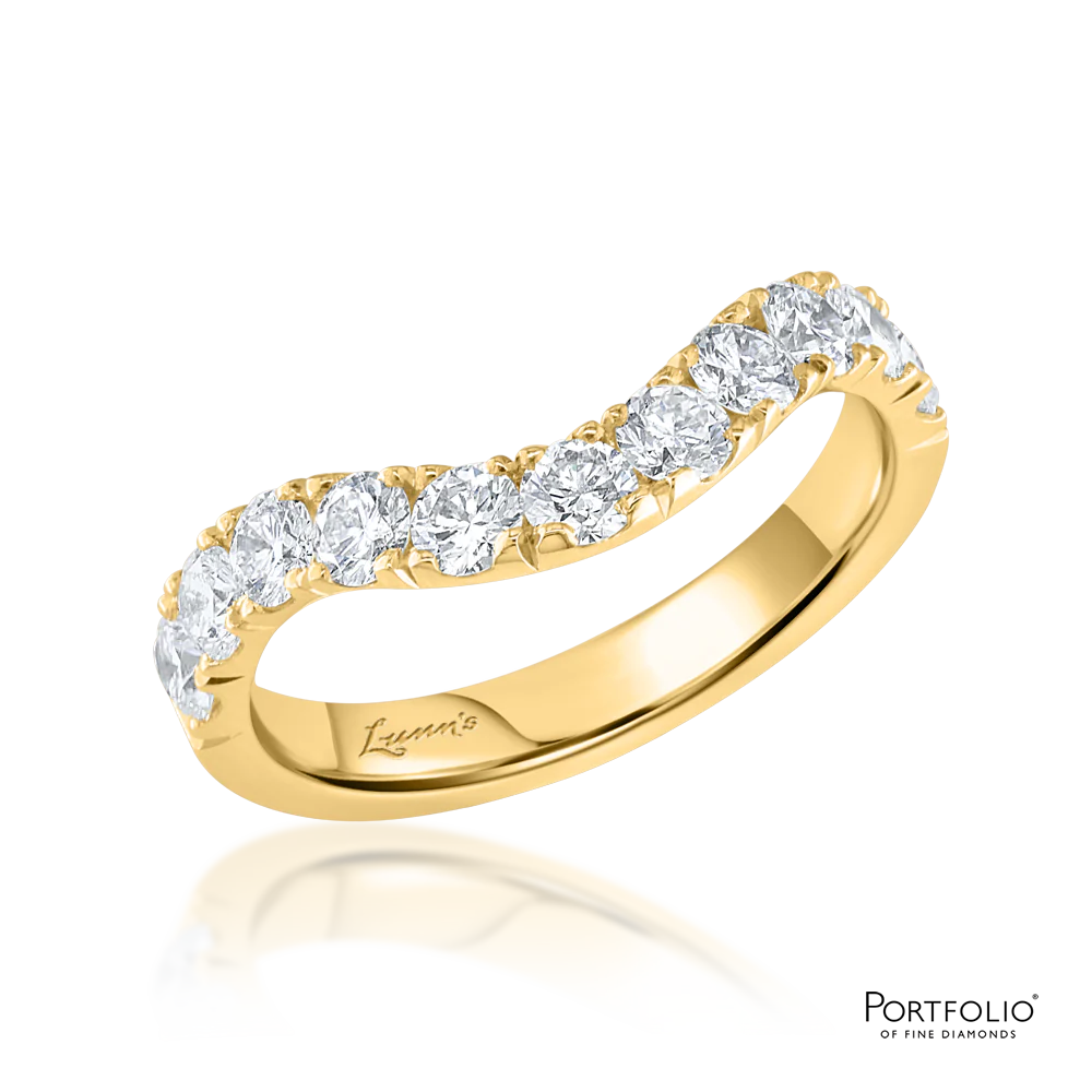 1.10ct Diamond Yellow Gold Medium Curved Ring