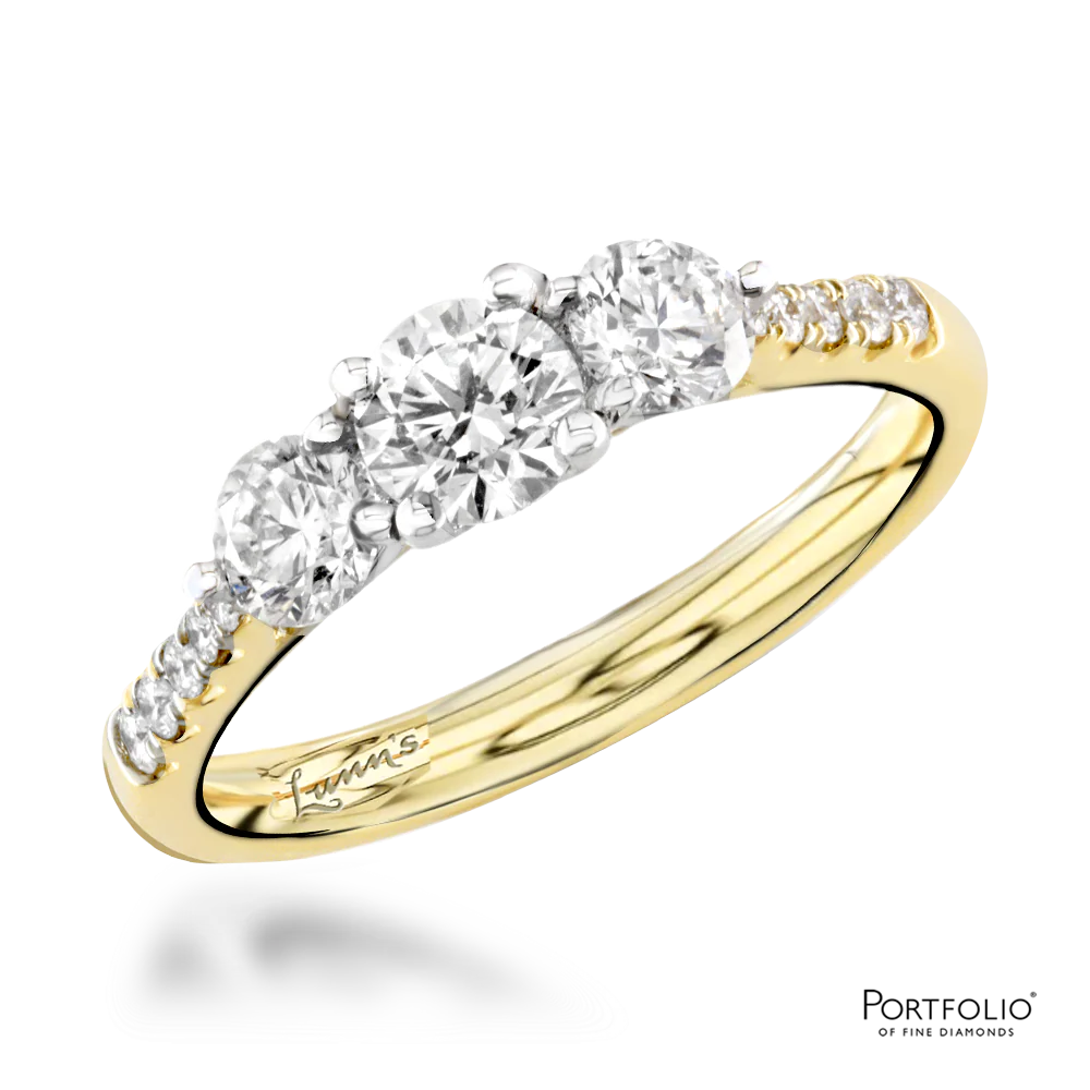 Three Stone 0.42ct G VS2 Diamond Yellow Gold/Platinum Ring