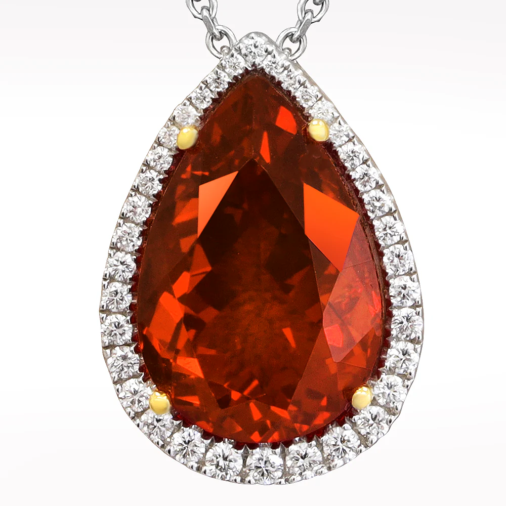 5.96ct Fire Opal And Diamond White Gold Necklace - Image 3