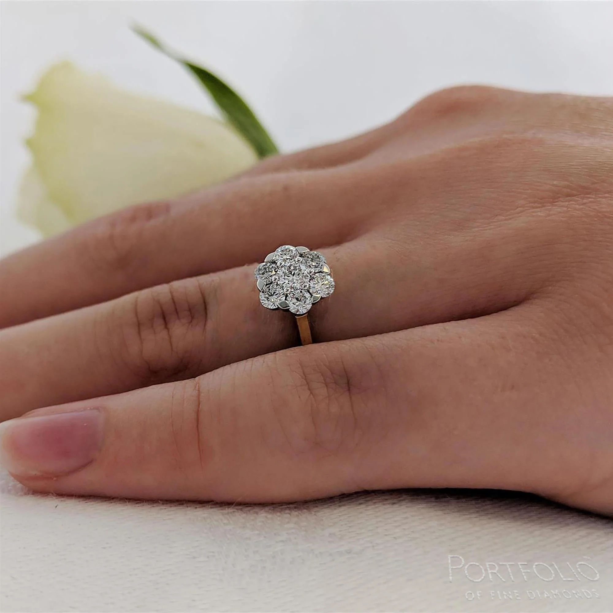 Cluster 0.16ct Diamond Yellow Gold/Platinum Ring - Image 2
