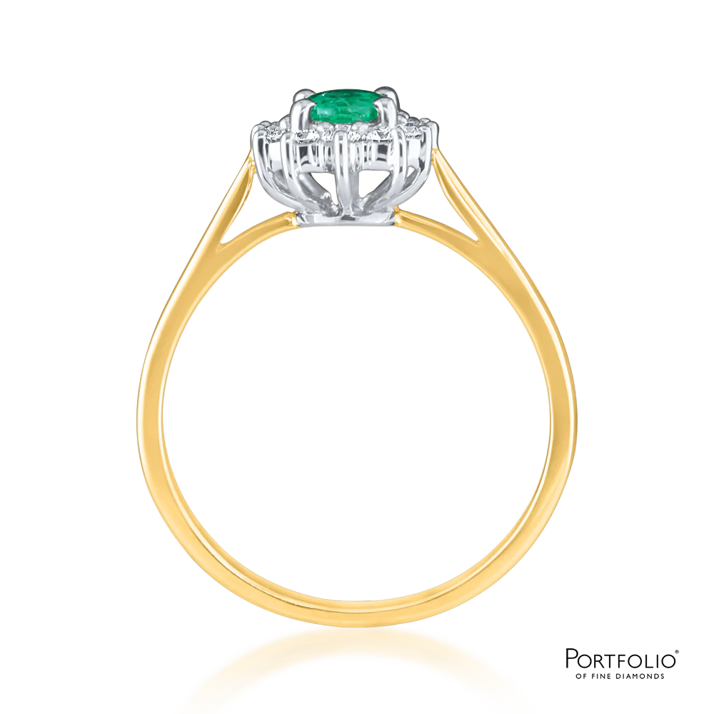 Cluster 0.40ct Emerald Yellow Gold Ring - Image 2