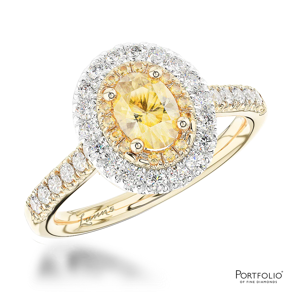 Cluster 0.40ct Fancy Yellow VS1 Yellow Diamond Yellow Gold/Platinum Ring