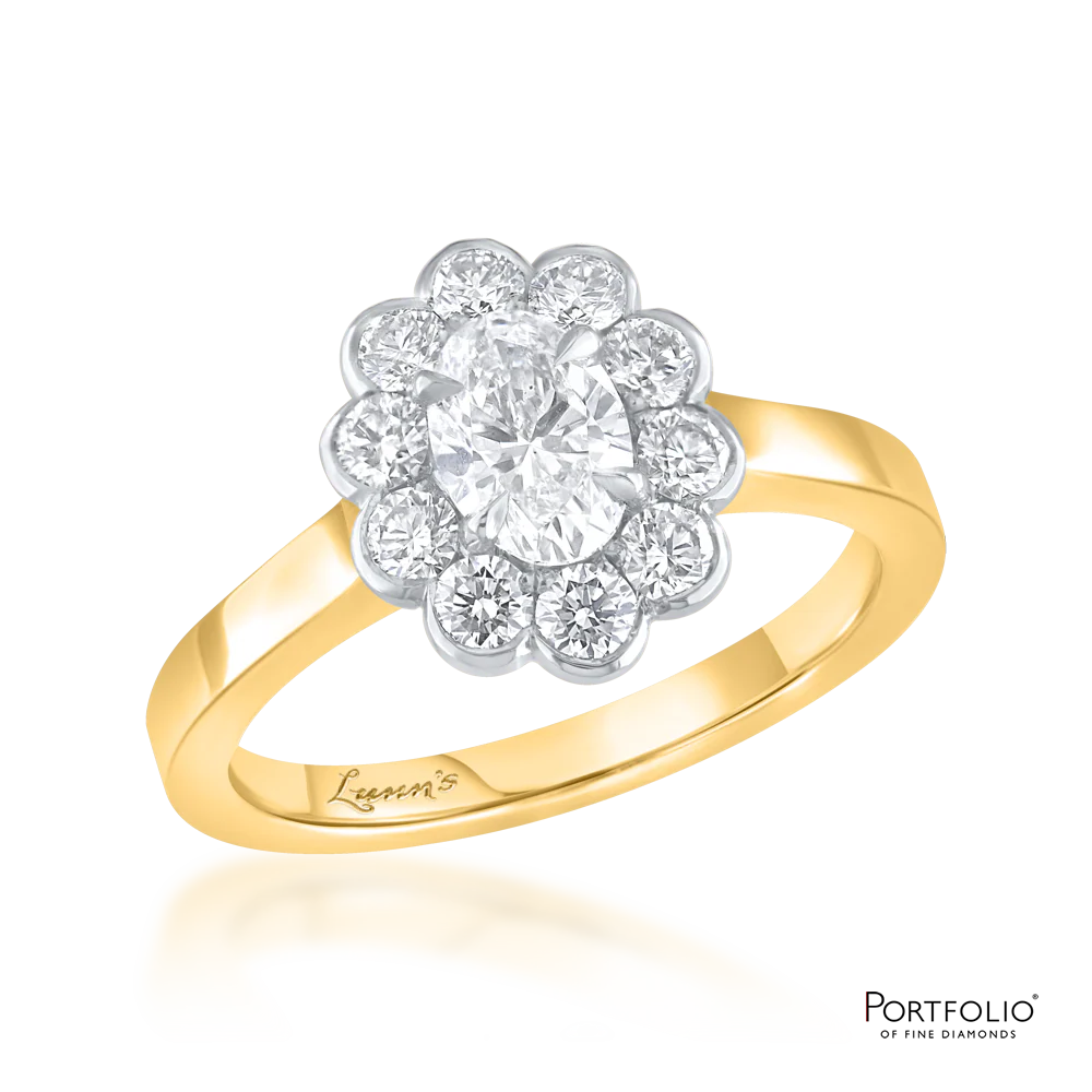 Cluster 0.60ct F SI1 Diamond Yellow Gold Ring