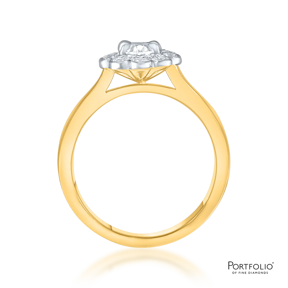 Cluster 0.60ct F SI1 Diamond Yellow Gold Ring - Image 2