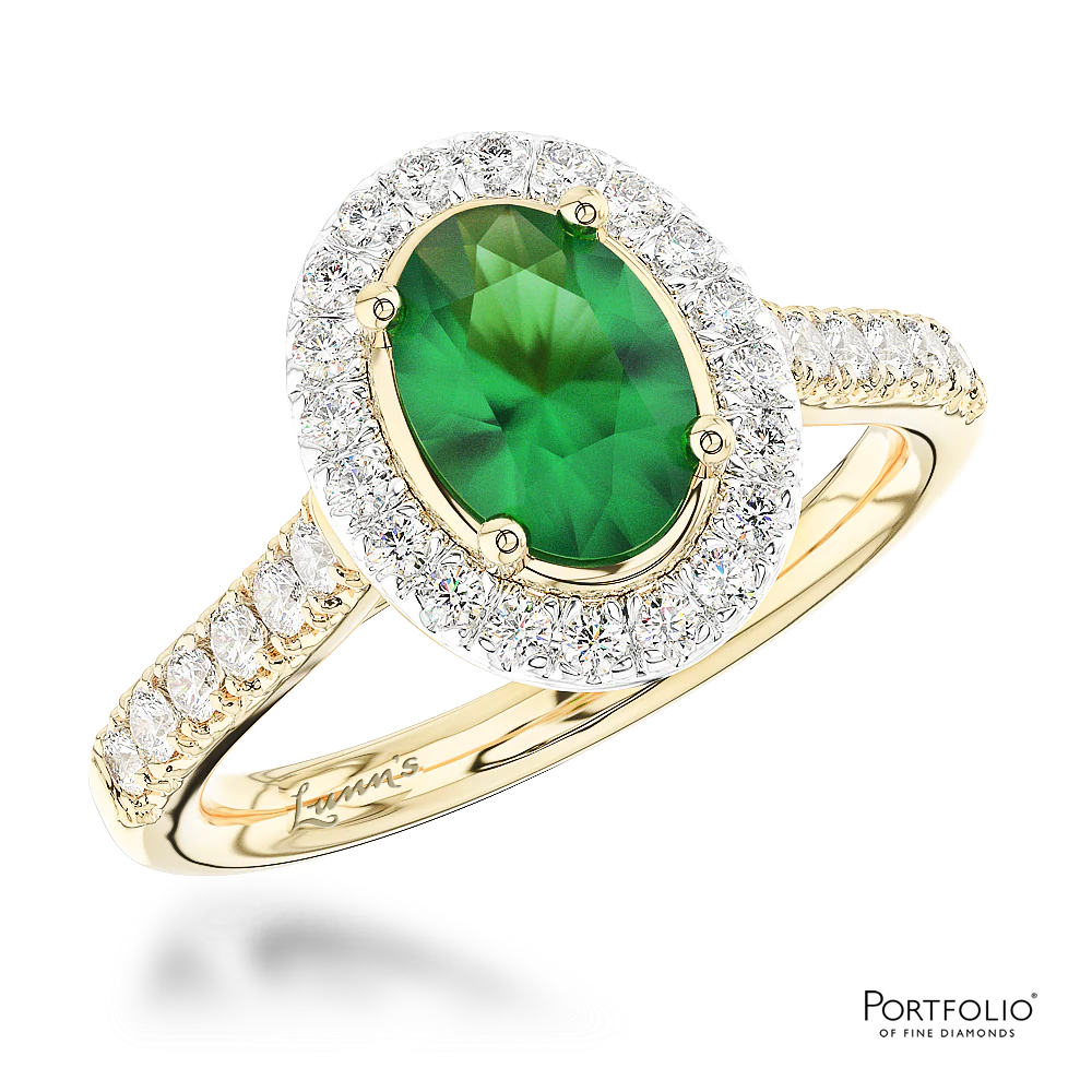 Cluster 0.65ct Emerald Yellow Gold/Platinum Ring