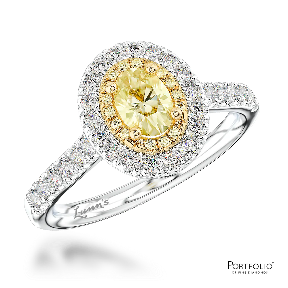 Cluster 0.70ct Fancy Yellow VVS2 Yellow Diamond Platinum/Yellow Ring