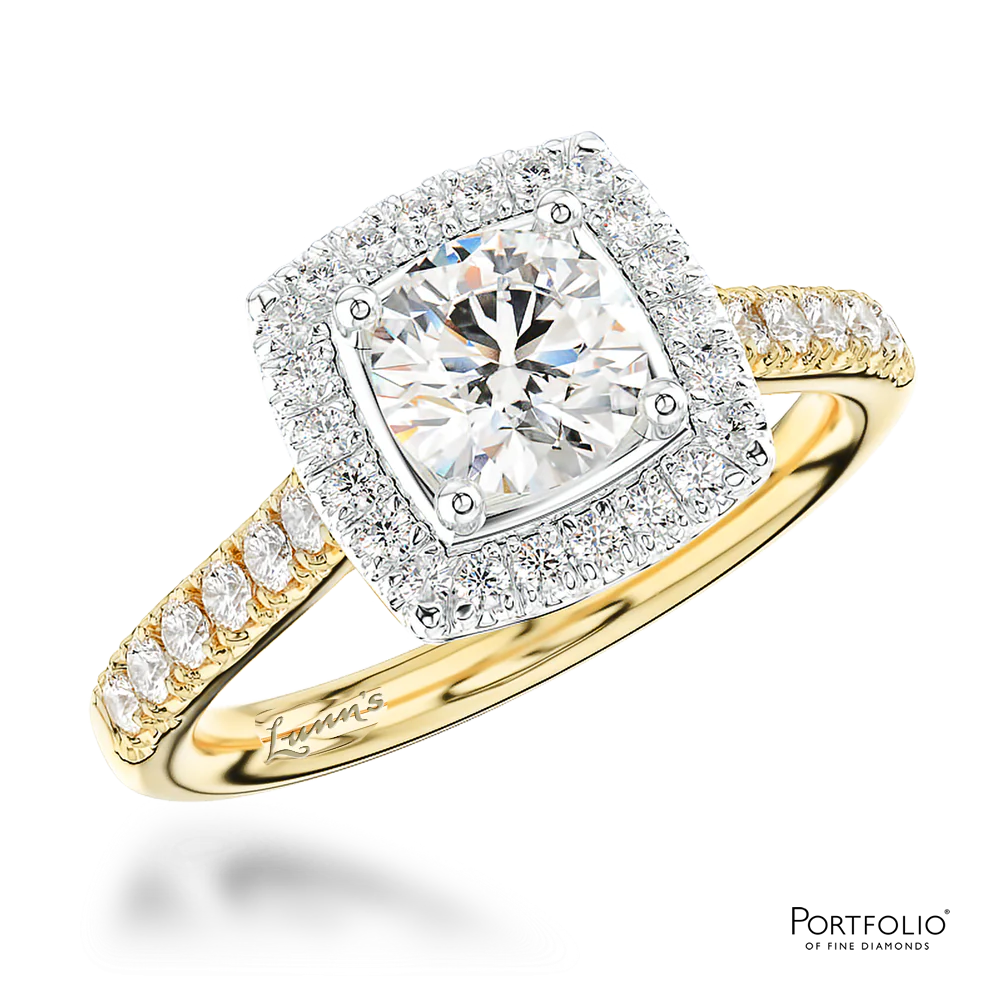 Cluster 0.90ct F SI1 Diamond Yellow Gold/Platinum Ring