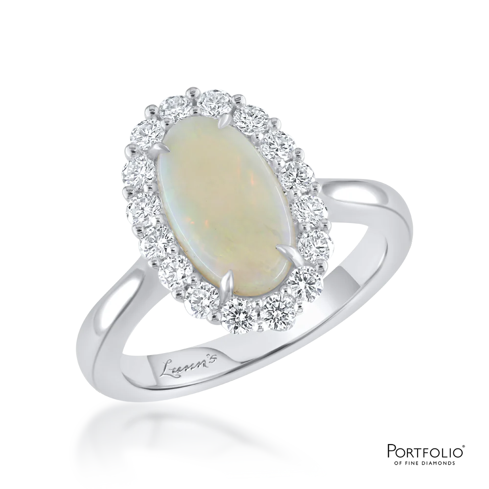 Cluster 1.19ct Opal White Gold Ring