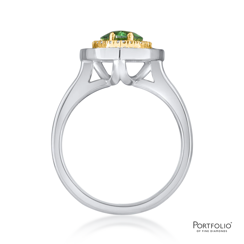 Cluster 1.20ct Green Tourmaline White Gold Ring - Image 2