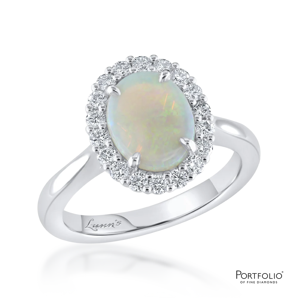 Cluster 1.20ct Opal White Gold Ring