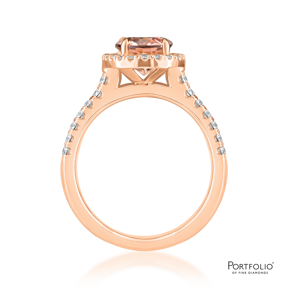 Cluster 1.67ct Morganite Rose Gold Ring - Image 2