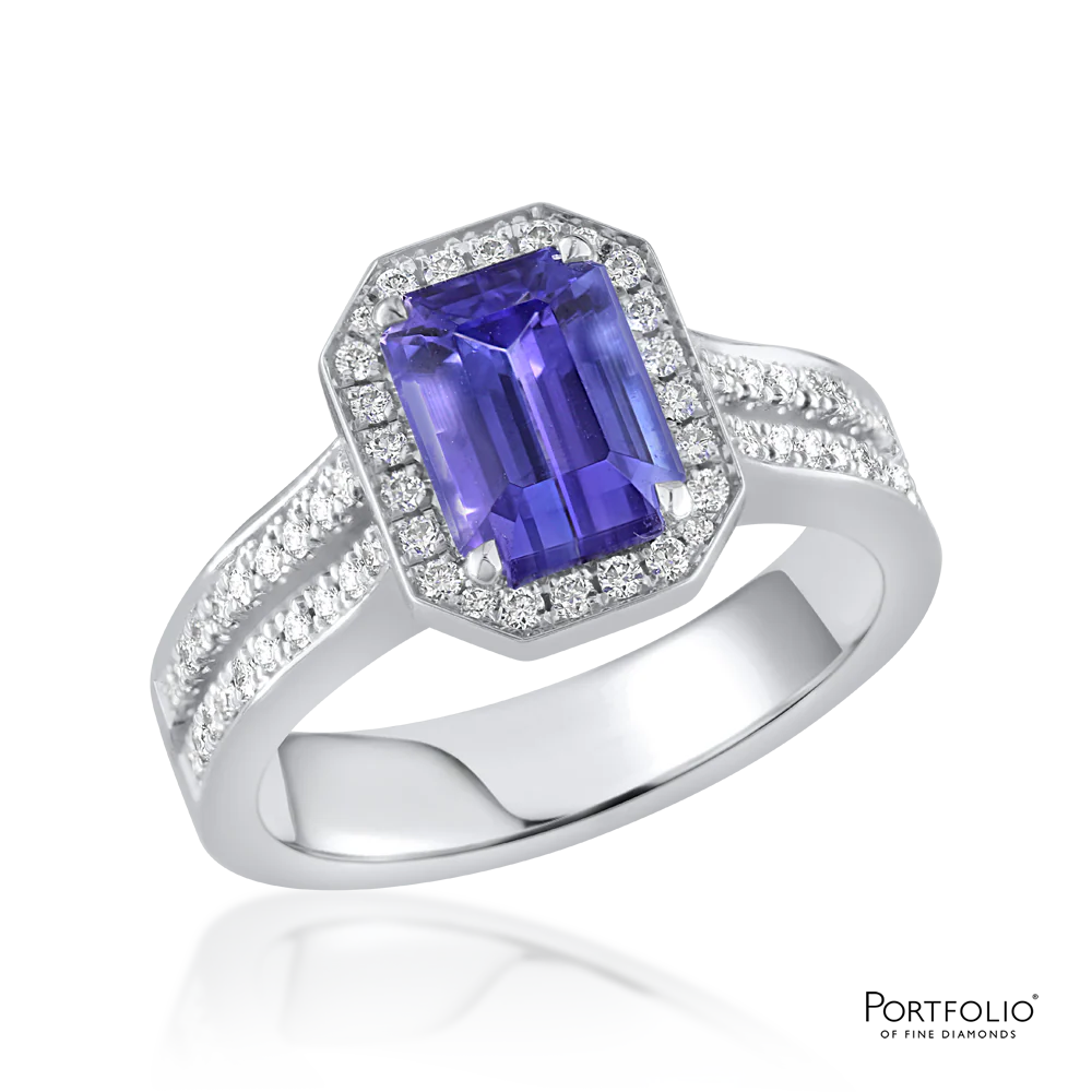 Cluster 1.85ct Tanzanite Platinum Ring