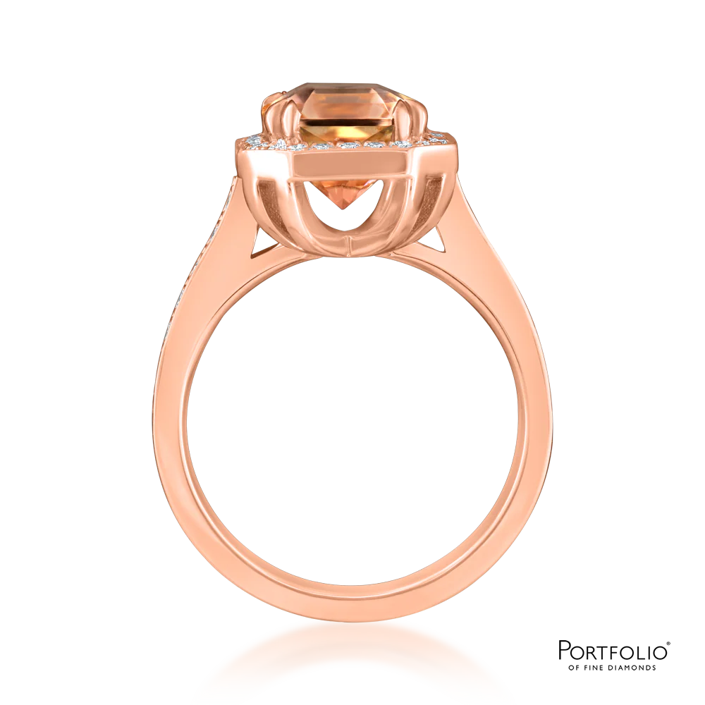 Cluster 3.30ct Brown Tourmaline Rose Gold Ring - Image 2