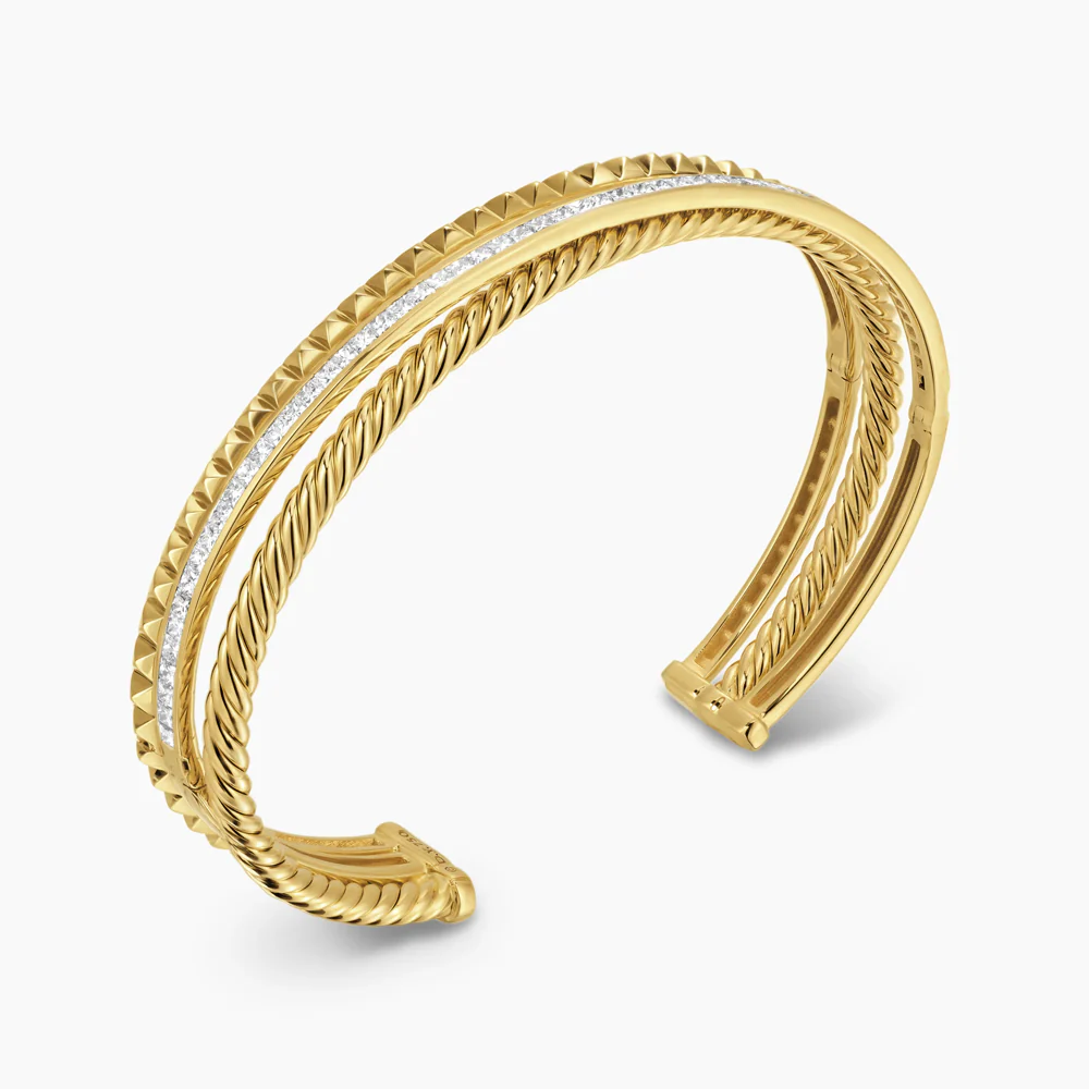 David Yurman Crossover Trio Three Row Cuff Bracelet - Image 3