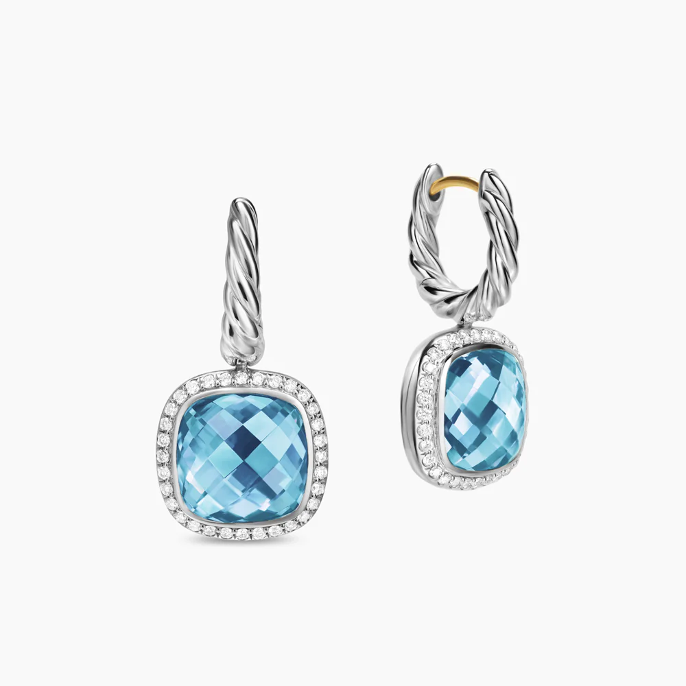 David Yurman Albion® Drop Earrings in Sterling Silver with Blue Topaz and Diamonds - Image 2