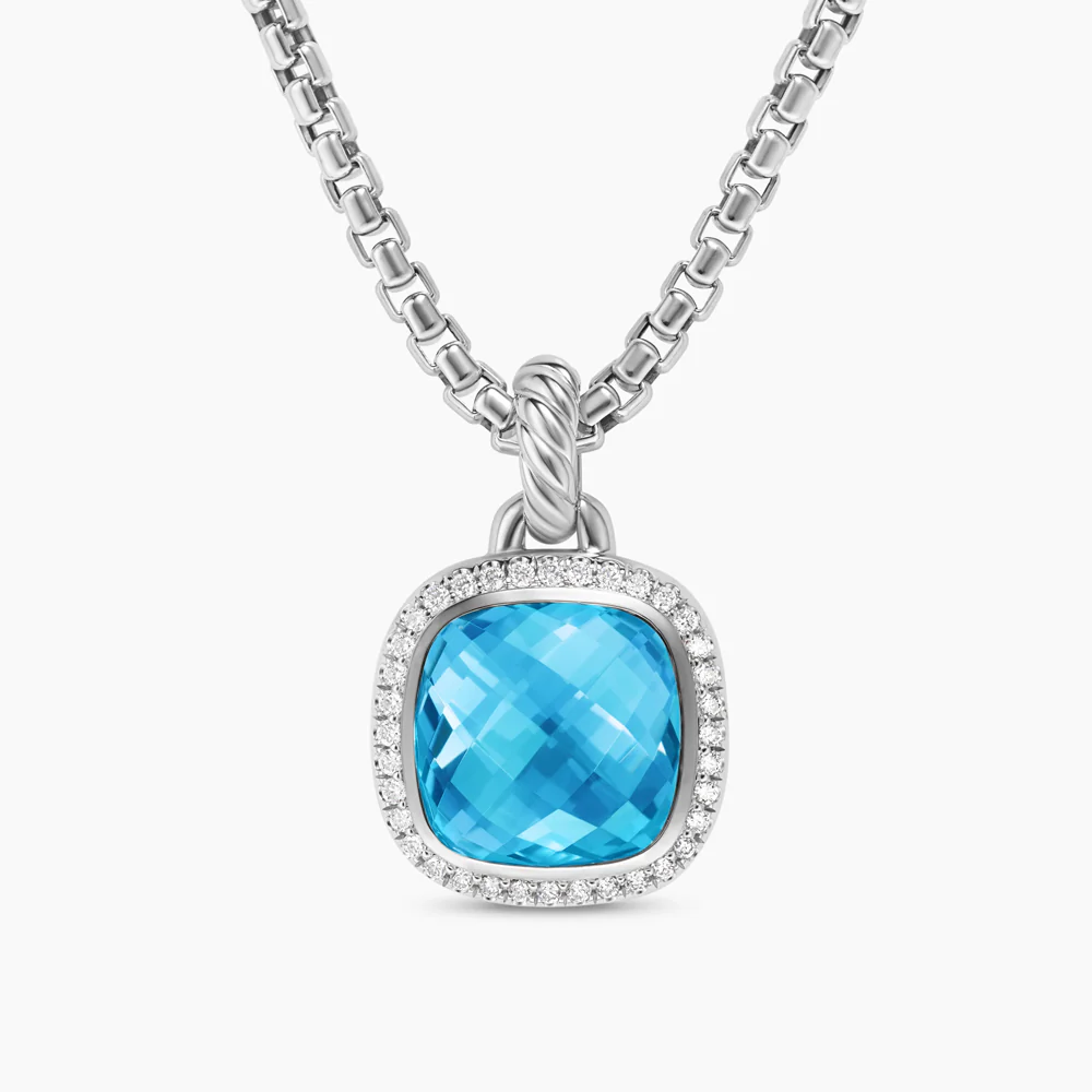 David Yurman Albion® Pendant in Sterling Silver with Blue Topaz and Diamonds - Image 3