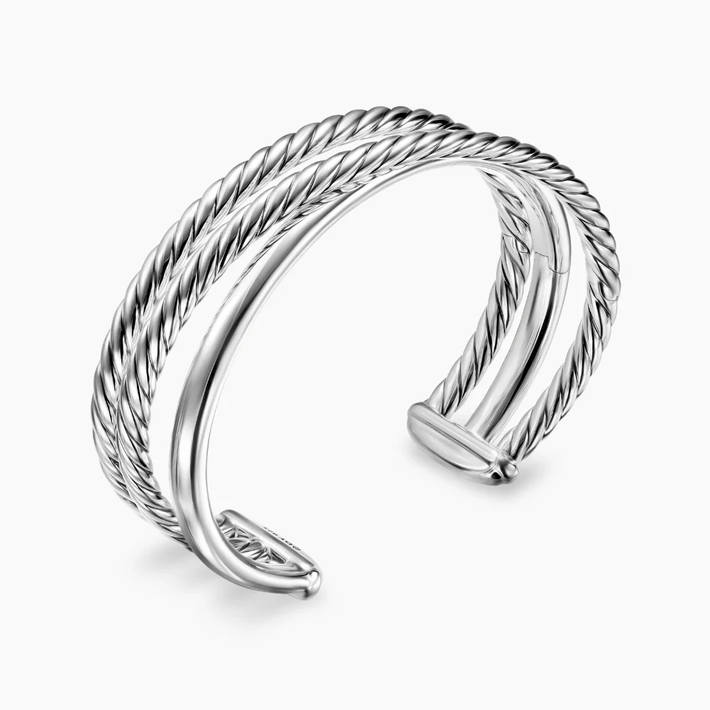 David Yurman Bold Crossover Three Row Cuff Bracelet - Image 3