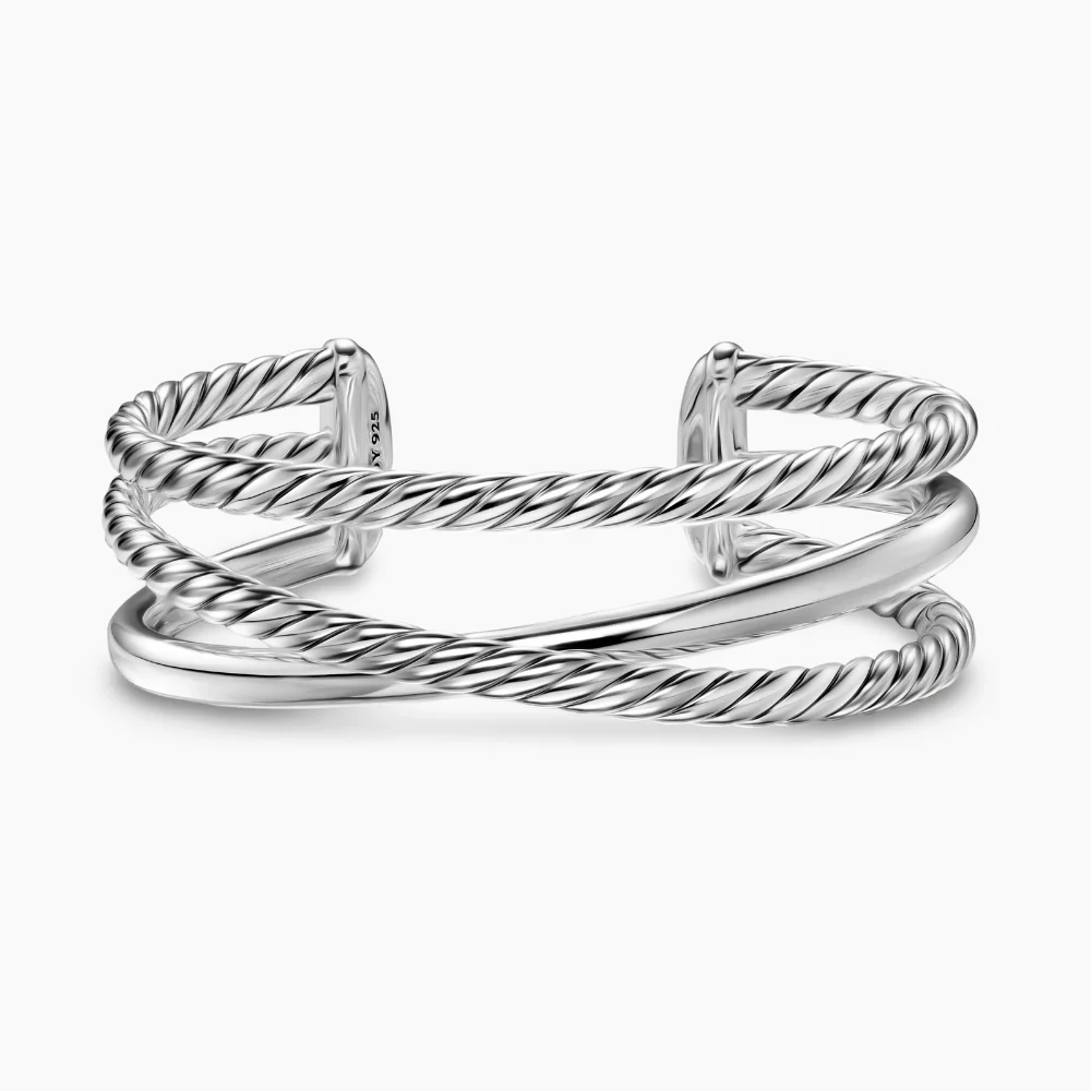 David Yurman Bold Crossover Three Row Cuff Bracelet - Image 5