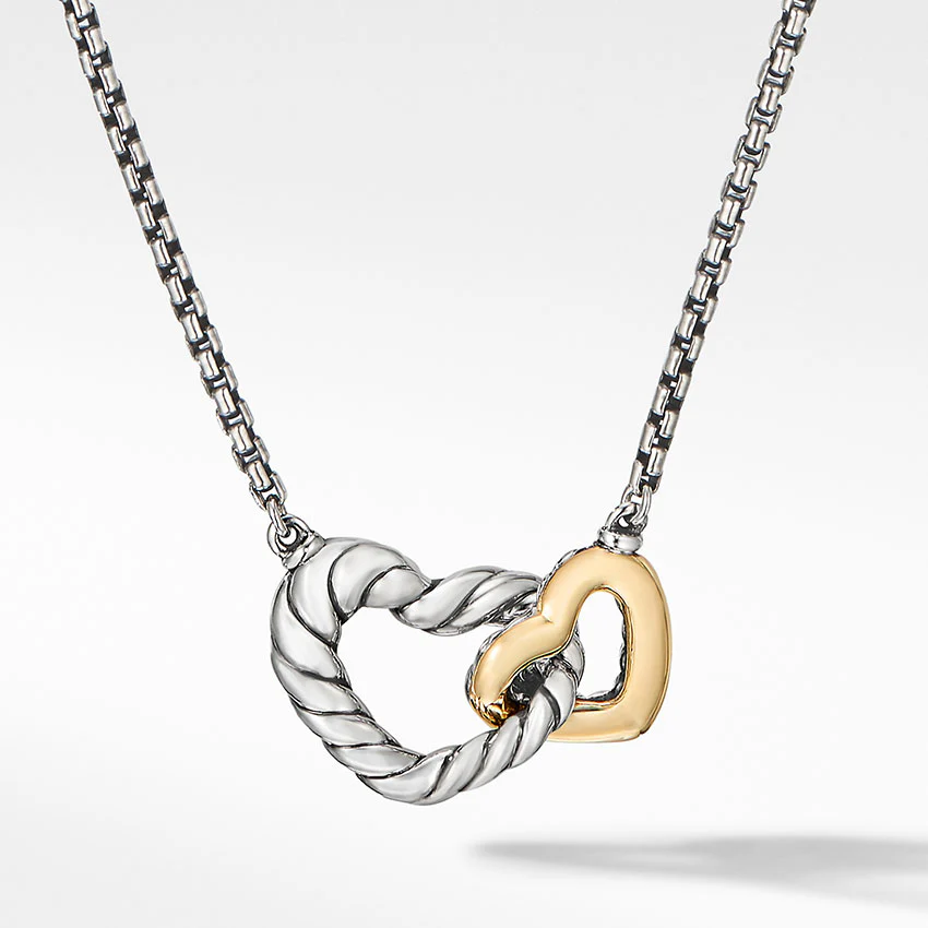 David Yurman Cable Collectibles® Double Heart Necklace with 18ct Yellow Gold - Image 2