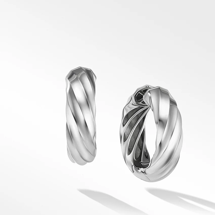 David Yurman Cable Edge™ Hoop Earrings in Recycled Sterling Silver - Image 3