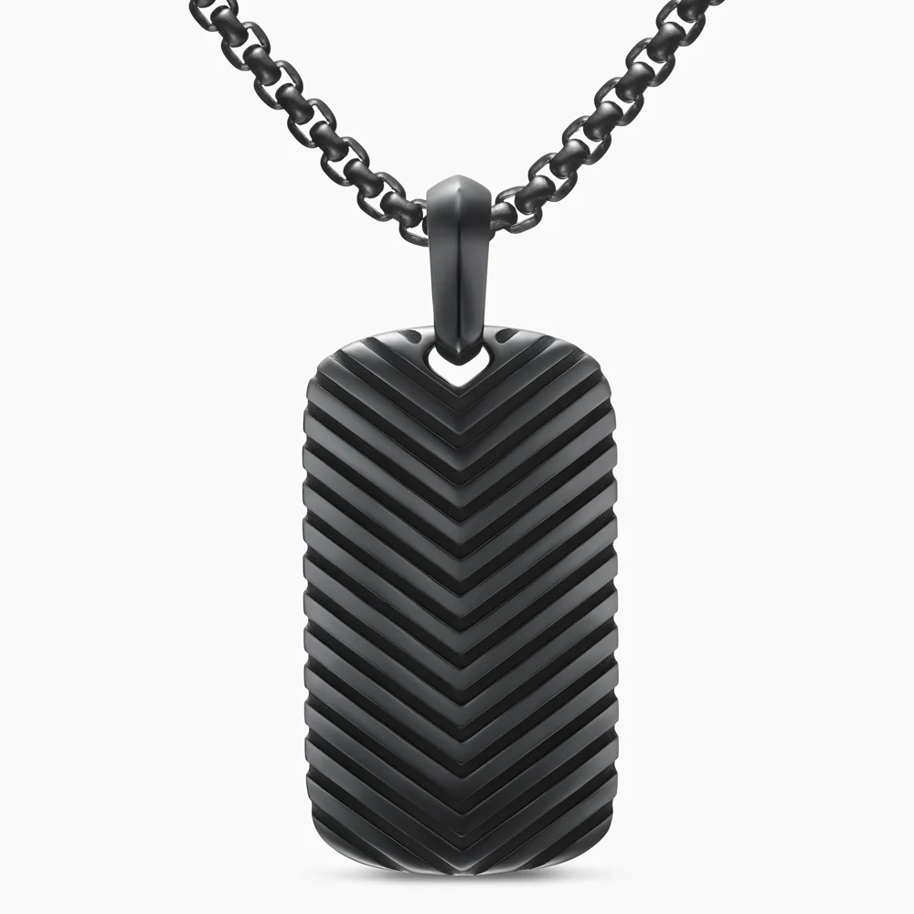 David Yurman Chevron Tag in Black Titanium