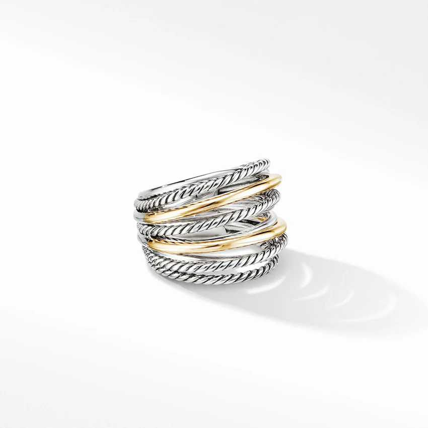 David Yurman Crossover Ring in Sterling Silver with 18ct Yellow Gold - Image 2