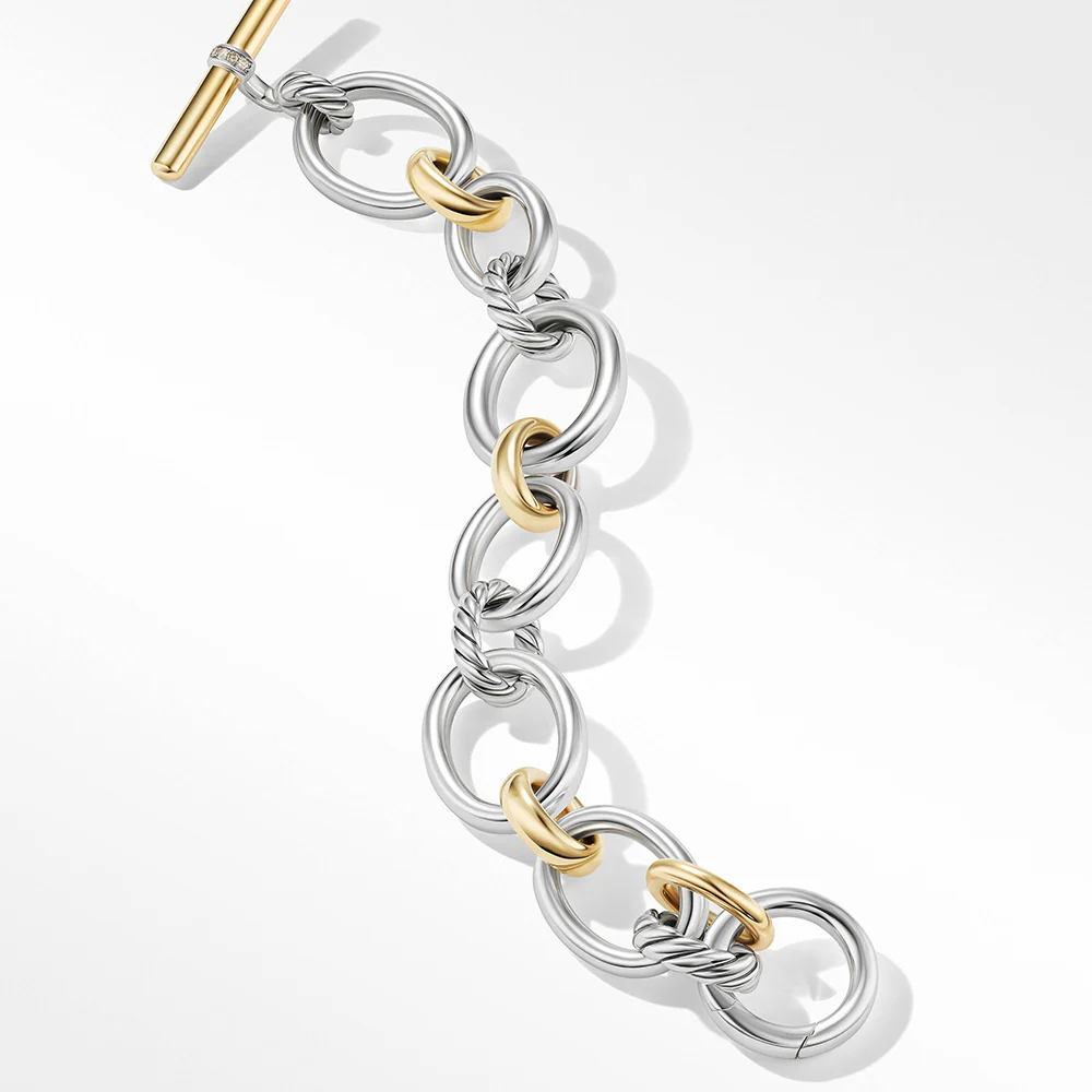 David Yurman DY Mercer™ Bracelet in Sterling Silver with 18ct Yellow Gold and Pavé Diamonds - Image 2