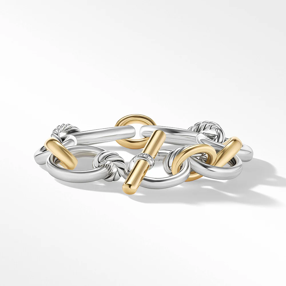 David Yurman DY Mercer™ Bracelet in Sterling Silver with 18ct Yellow Gold and Pavé Diamonds - Image 3