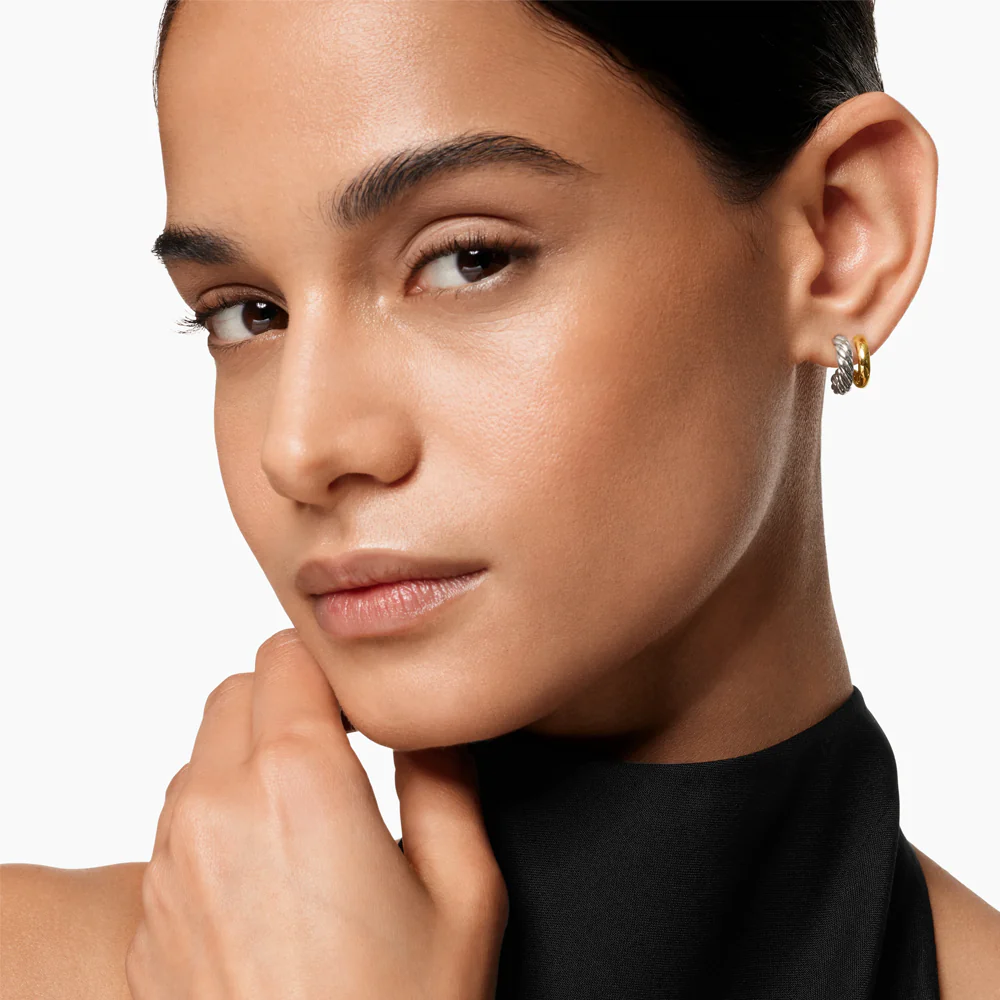 David Yurman DY Mercer® Double Hoop Huggie Earrings - Image 2
