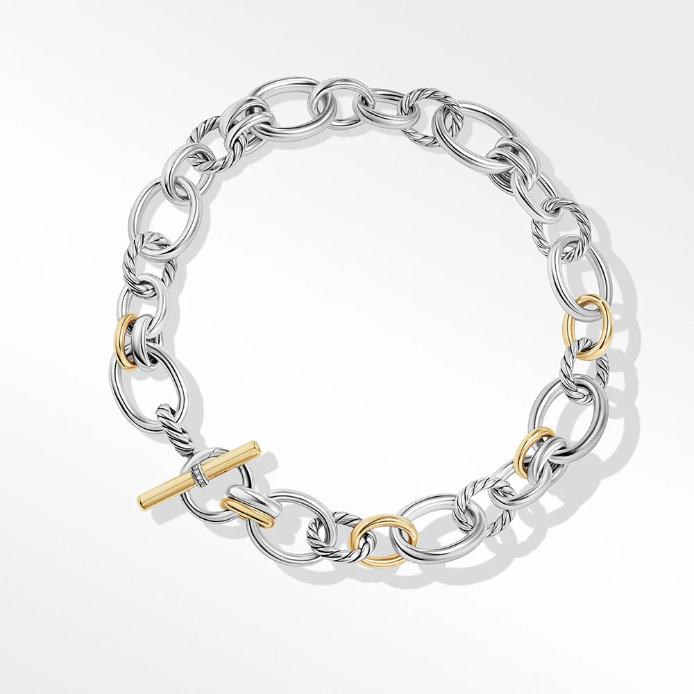 David Yurman DY Mercer™ Necklace in Sterling Silver with 18ct Yellow Gold and Pavé Diamonds - Image 2