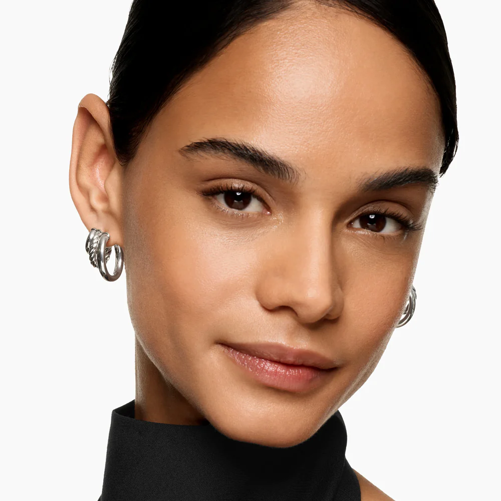 David Yurman DY Mercer® Three Row Hoop Earrings - Image 2