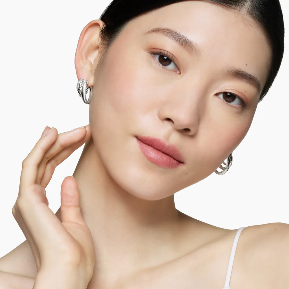 David Yurman DY Mercer® Three Row Hoop Earrings - Image 2