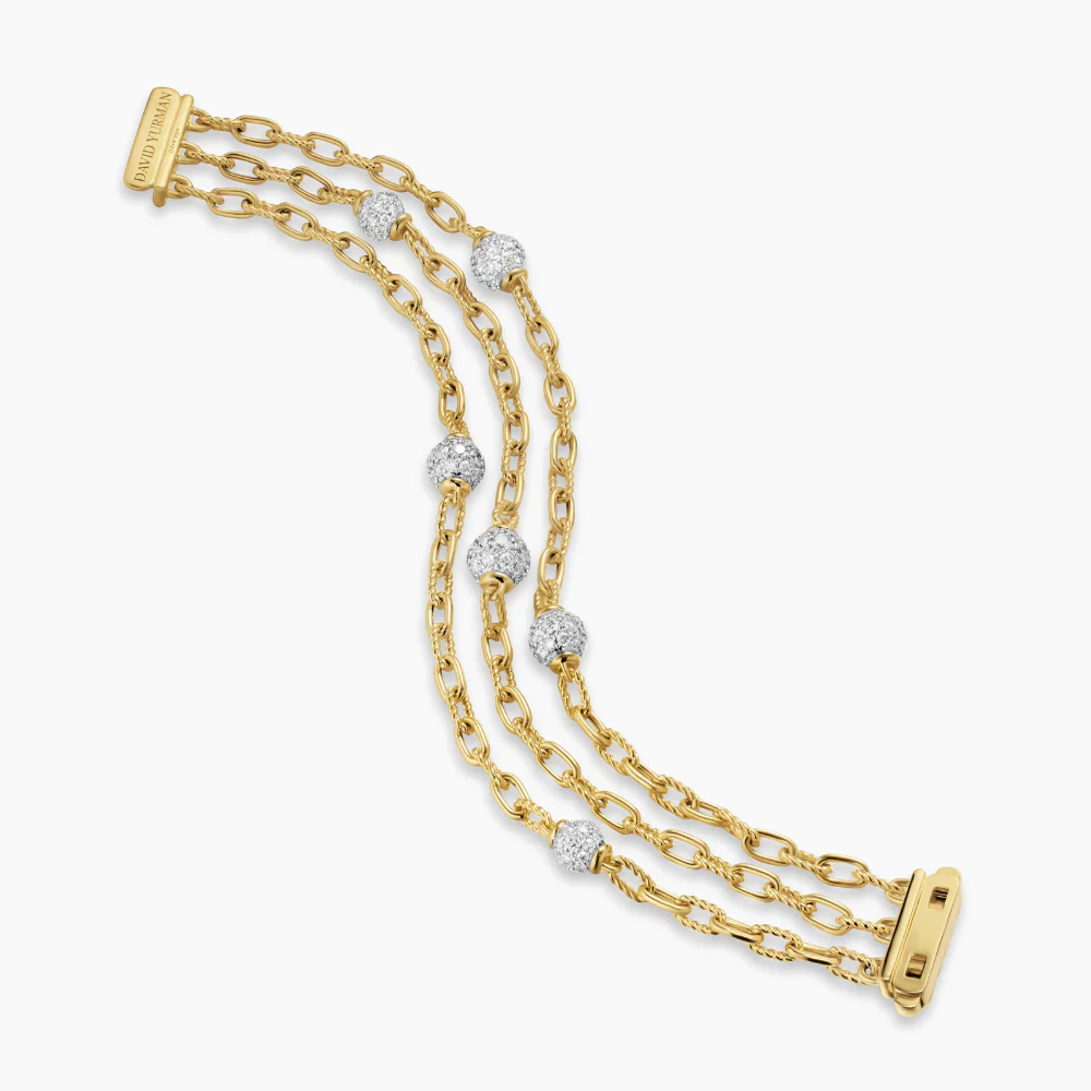 David Yurman Madison® Pavé Bead Multi Row Chain Bracelet - Image 2