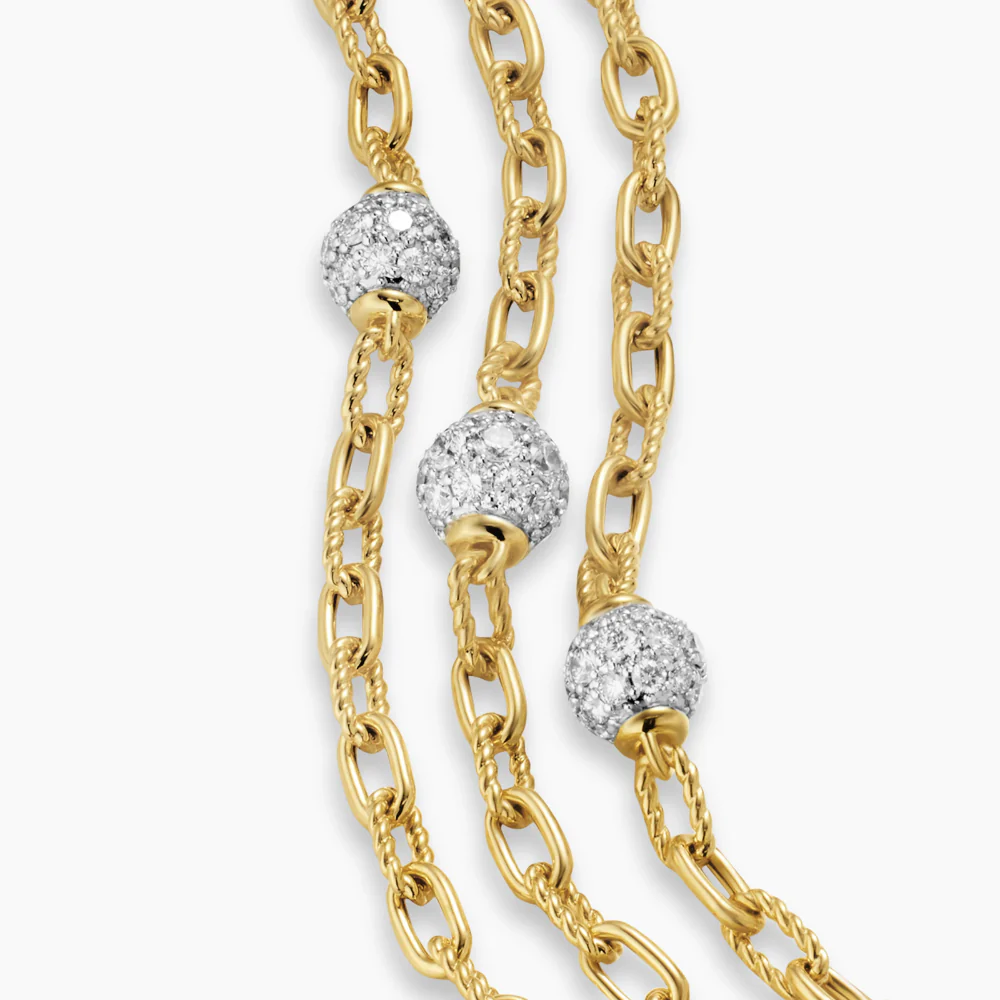 David Yurman Madison® Pavé Bead Multi Row Chain Bracelet - Image 3