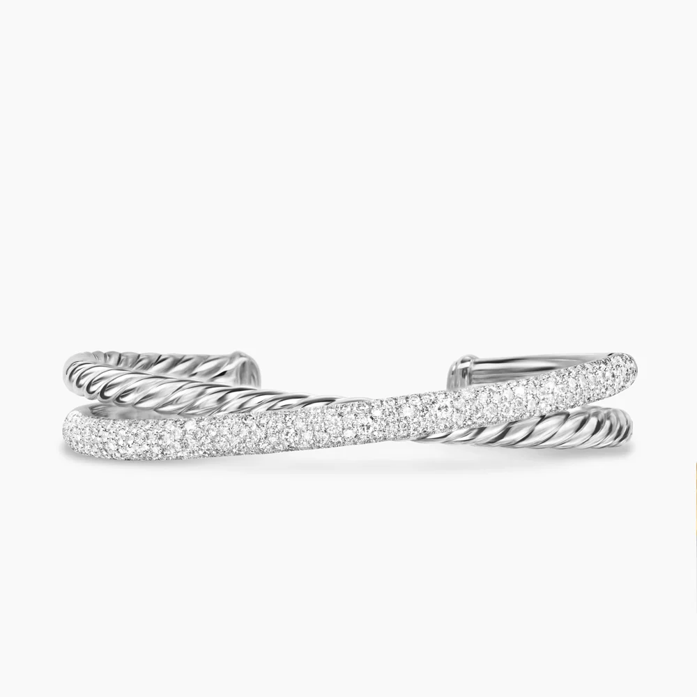 David Yurman Pavé Crossover Two Row Cuff Bracelet