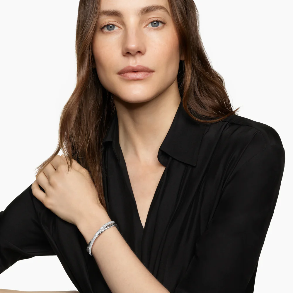 David Yurman Pavé Crossover Two Row Cuff Bracelet - Image 2