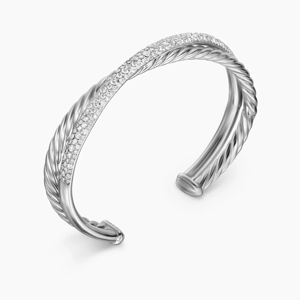 David Yurman Pavé Crossover Two Row Cuff Bracelet - Image 3