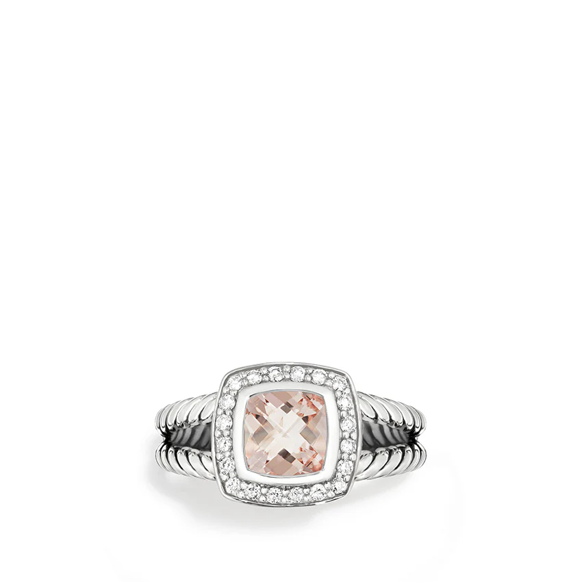 David Yurman Petite Albion® Ring with Morganite and Pavé Diamonds - Image 2