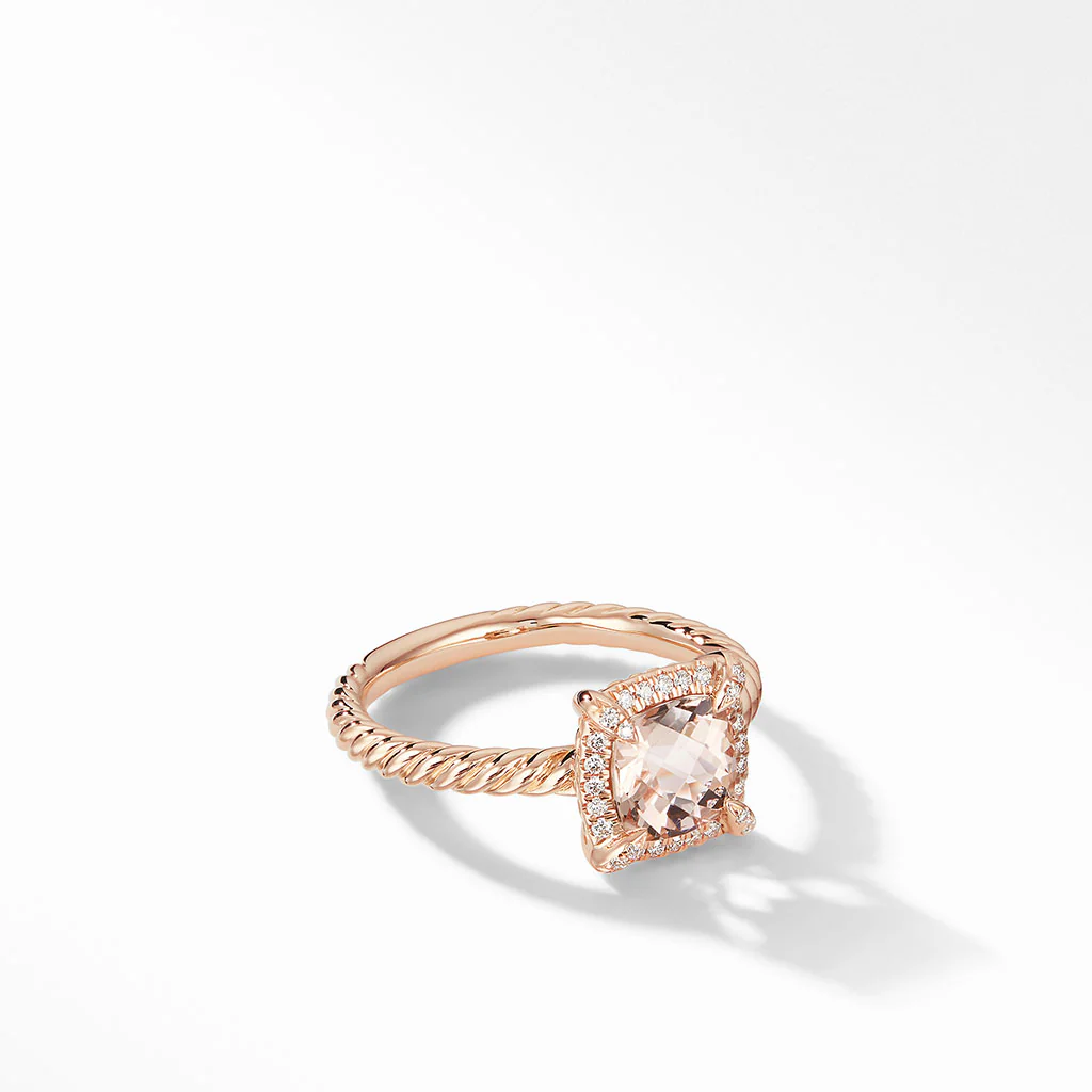 David Yurman Petite Chatelaine Pavé Bezel Ring with Morganite - Image 3
