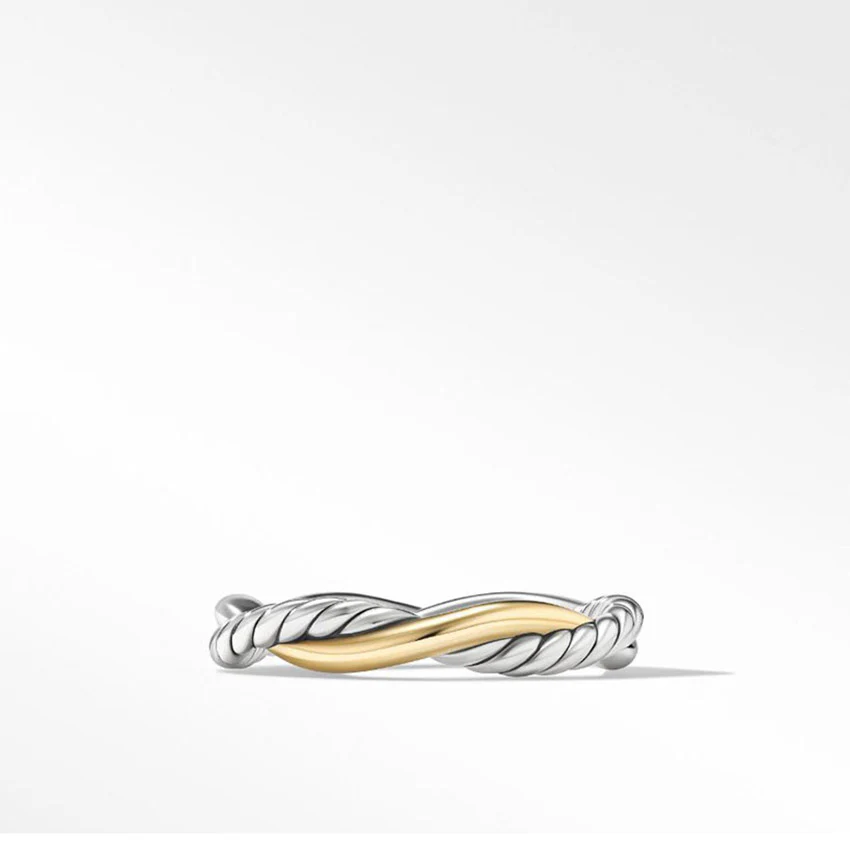 David Yurman Petite Infinity Band Ring in Sterling Silver with 14ct Yellow Gold - Image 2