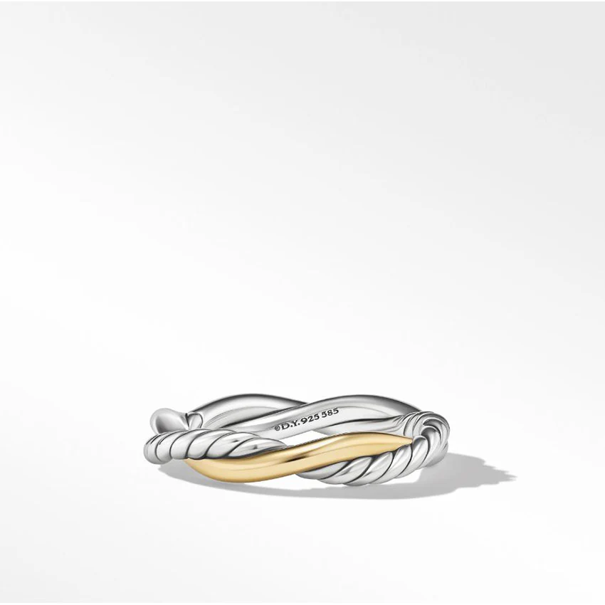 David Yurman Petite Infinity Band Ring in Sterling Silver with 14ct Yellow Gold - Image 3