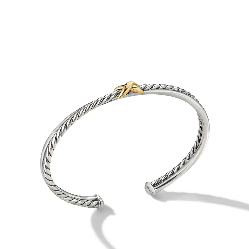 David Yurman Petite X Centre Station Bracelet with 18ct Yellow Gold - Image 2