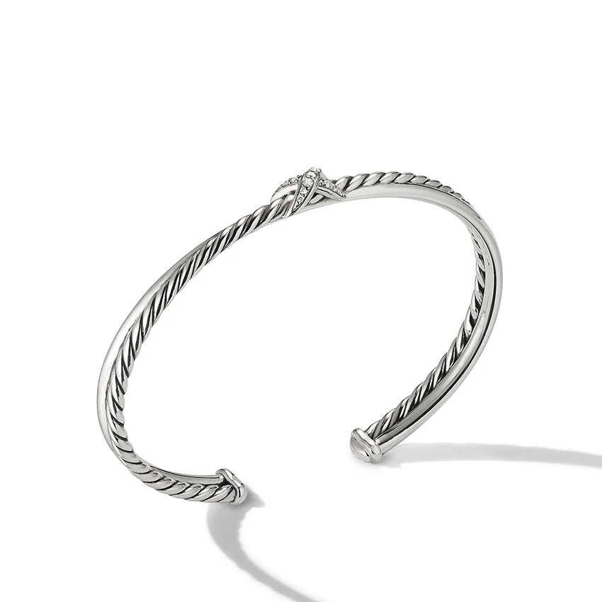 David Yurman Petite X Centre Station Bracelet with Pavé Diamonds - Image 2