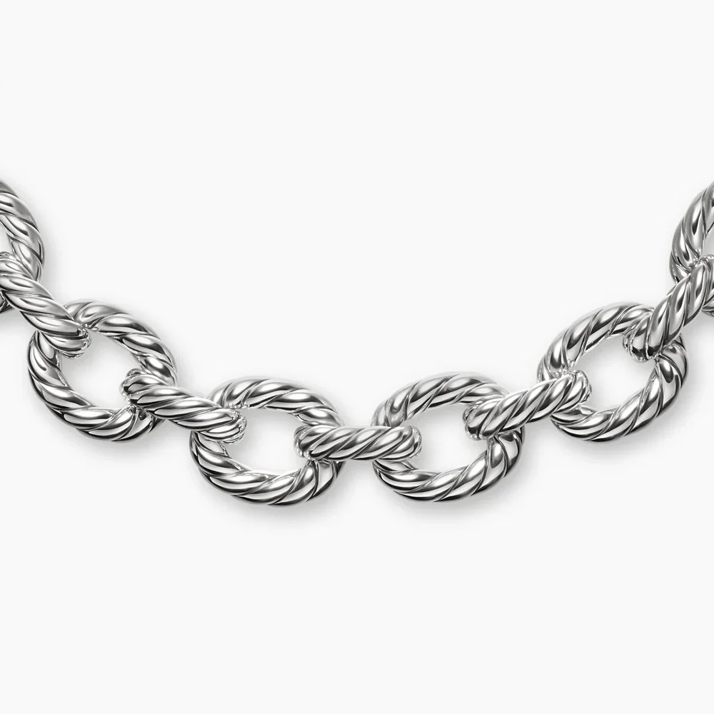 David Yurman Sculpted Cable Oval Link Necklace - Image 3