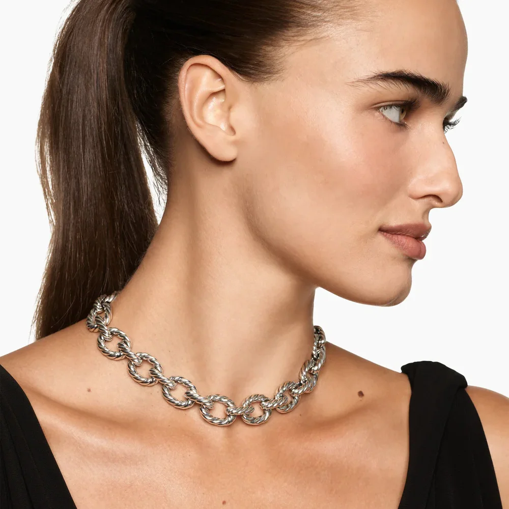 David Yurman Sculpted Cable Oval Link Necklace - Image 6