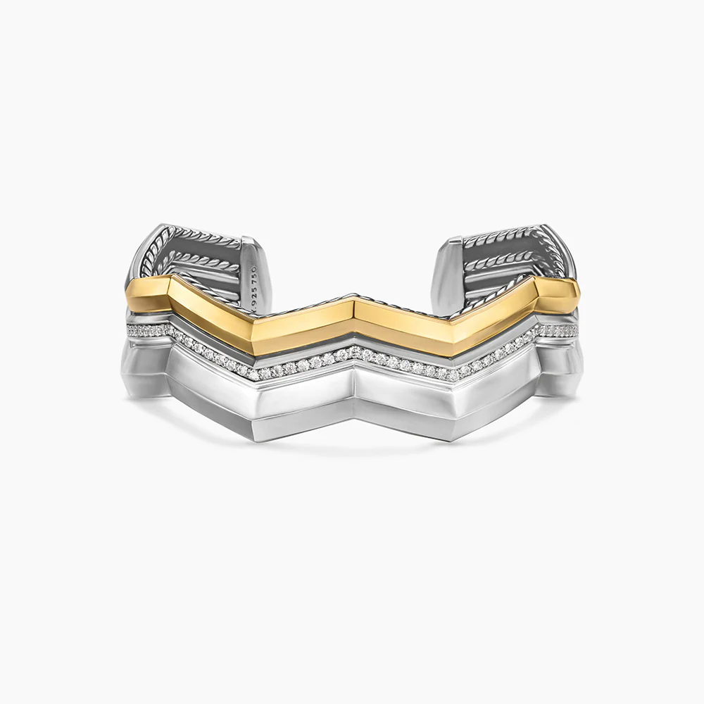 David Yurman Stax Zig Zag Three Row Cuff Bracelet - Image 3