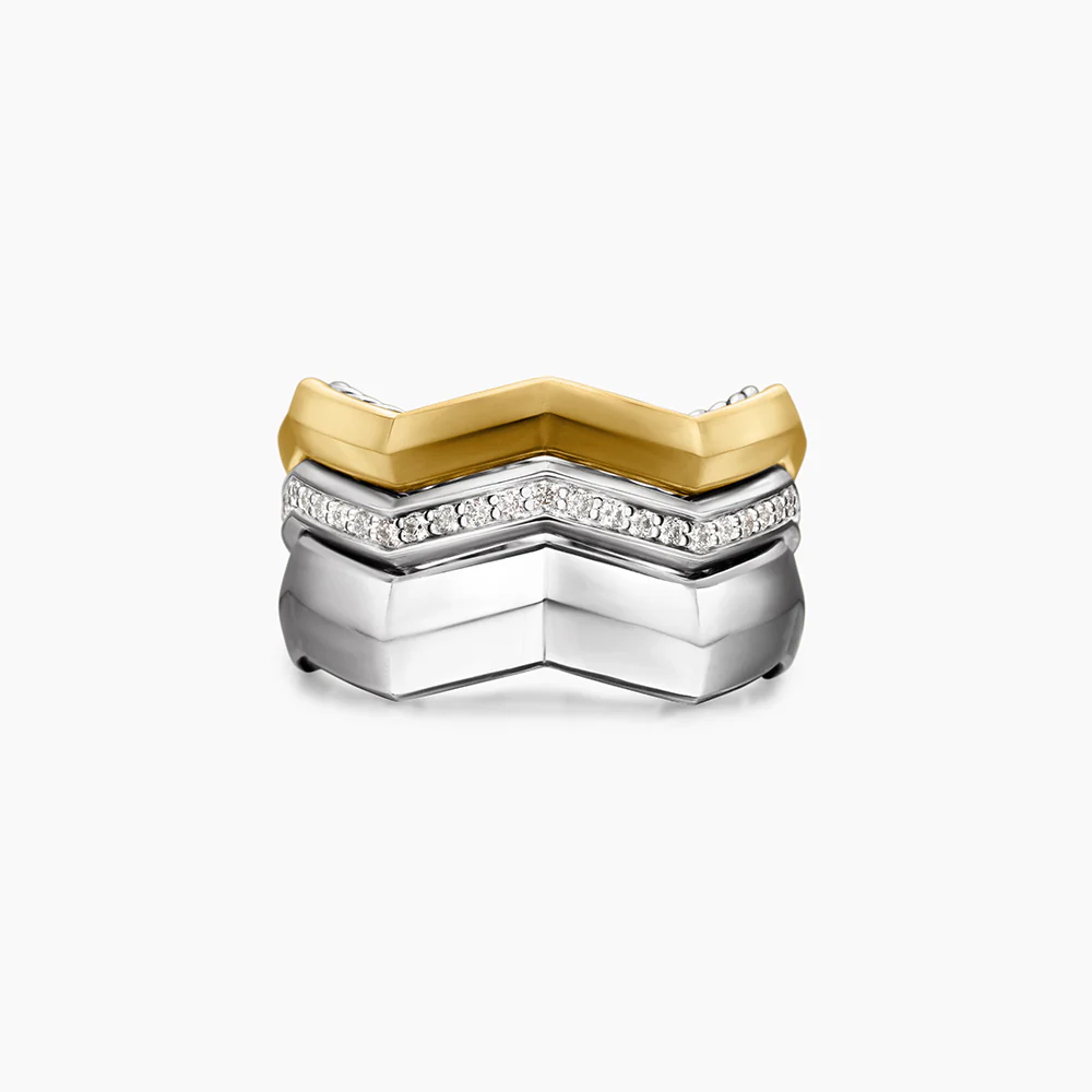 David Yurman Stax Zig Zag Three Row Ring - Image 3