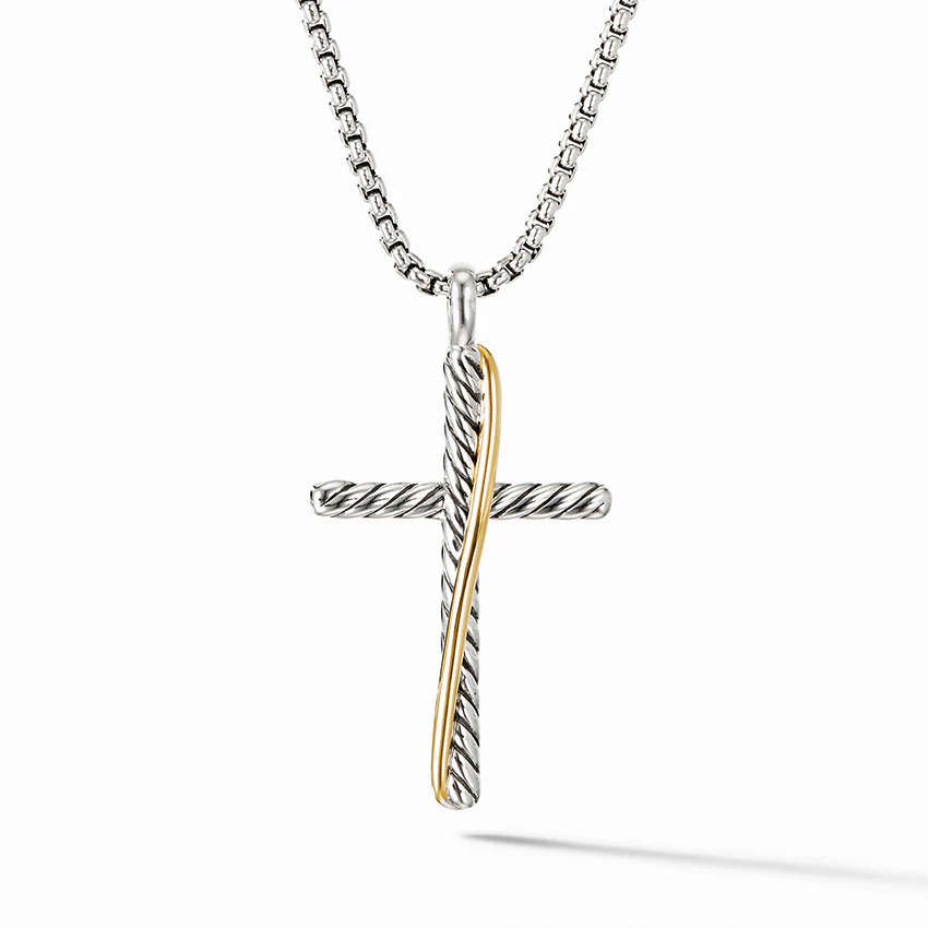 David Yurman The Crossover Collection® Cross Necklace with 18ct Yellow Gold - Image 2