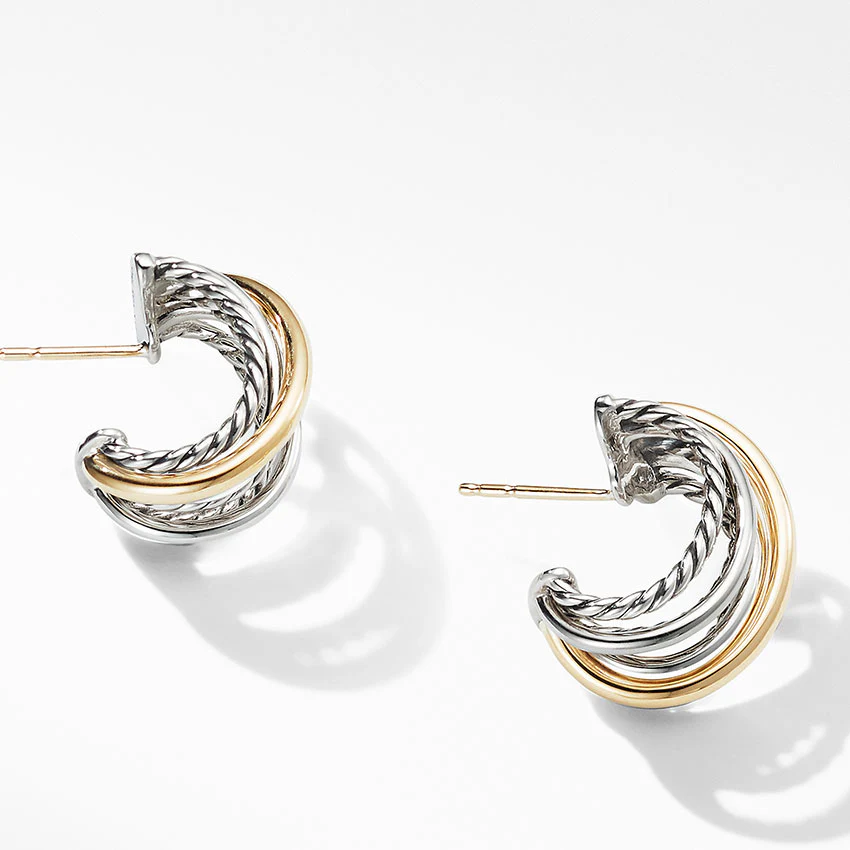 David Yurman The Crossover Collection® Huggie Hoop Earrings with 18ct Yellow Gold - Image 2